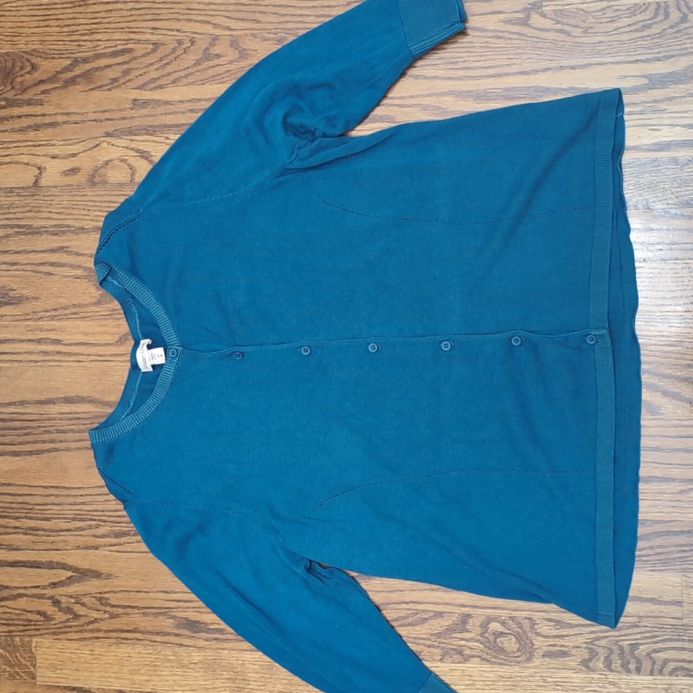 Coldwater Creek Teal 3/4 sleeves xardigan